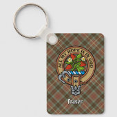 Clan Fraser Crest over de weesde jacht Tartan Sleutelhanger (Voorkant)