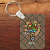 Clan Fraser Crest over de weesde jacht Tartan Sleutelhanger (Voorkant)
