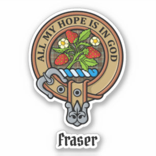 Clan Fraser Crest over de weesde jacht Tartan Sticker