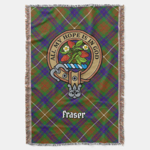 Clan Fraser Crest over Hunting Tartan Deken