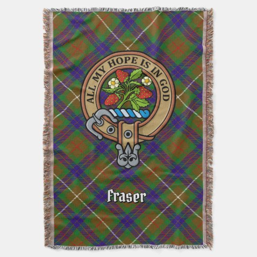 Clan Fraser Crest over Hunting Tartan Deken (Voorkant Verticaal)