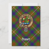 Clan Fraser Crest over Jacht Tartan Uitnodiging (Achterkant)