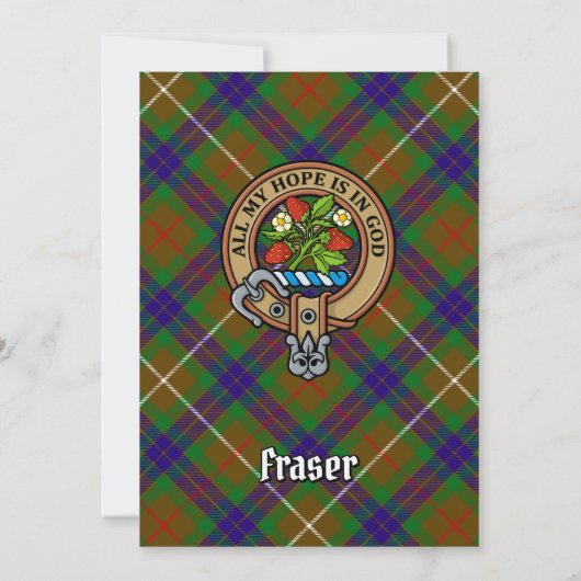 Clan Fraser Crest over Jacht Tartan Uitnodiging (Achterkant)