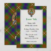 Clan Fraser Crest over Jacht Tartan Uitnodiging (Voorkant / Achterkant)