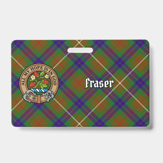 Clan Fraser Crest over jagen Tartan Badge (Voorzijde)