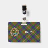 Clan Fraser Crest over jagen Tartan Badge (Voorzijde met clip)