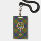 Clan Fraser Crest over jagen Tartan Badge (Voorkant met koord)