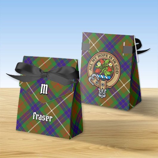 Clan Fraser Crest over jagen Tartan Favor Box Bedankdoosjes