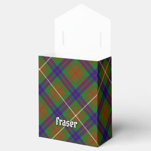 Clan Fraser Crest over jagen Tartan Favor Box Bedankdoosjes (Geopend)