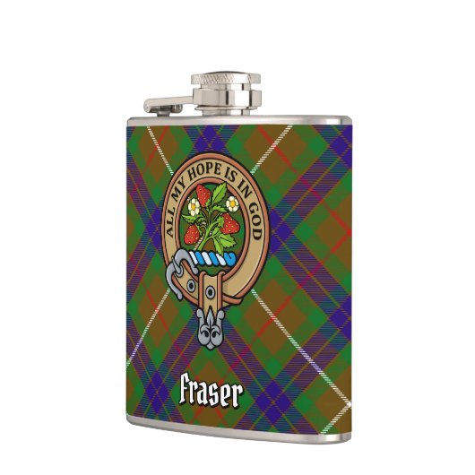 Clan Fraser Crest over jagen Tartan Heupfles (Links)