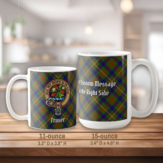 Clan Fraser Crest over jagen Tartan Koffiemok