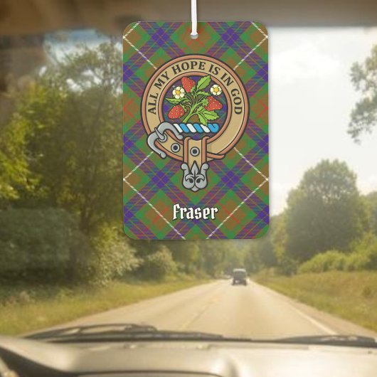 Clan Fraser Crest over jagen Tartan Luchtverfrisser