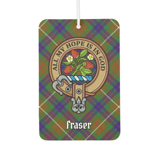 Clan Fraser Crest over jagen Tartan Luchtverfrisser (Voorkant)