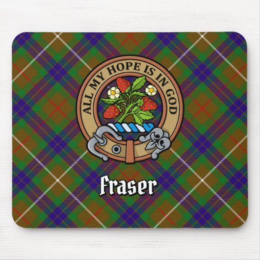 Clan Fraser Crest over jagen Tartan Muismat (Voorkant)