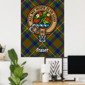 Clan Fraser Crest over jagen Tartan Poster (Thuiskantoor)