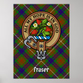 Clan Fraser Crest over jagen Tartan Poster (Voorkant)