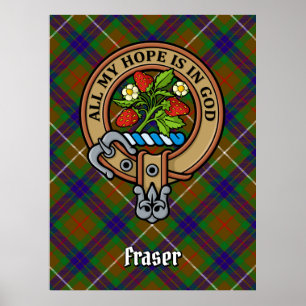 Clan Fraser Crest over jagen Tartan Poster