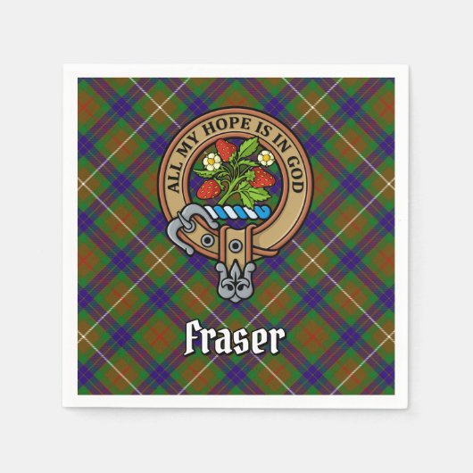Clan Fraser Crest over jagen Tartan Servet (Voorkant)