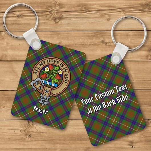 Clan Fraser Crest over jagen Tartan Sleutelhanger