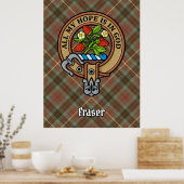 Clan Fraser Crest over jagen Weathered Tartan Poster (Keuken)