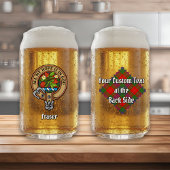 Clan Fraser Crest over Tartan Blikvorm Glas