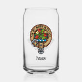 Clan Fraser Crest over Tartan Blikvorm Glas (Voorkant)