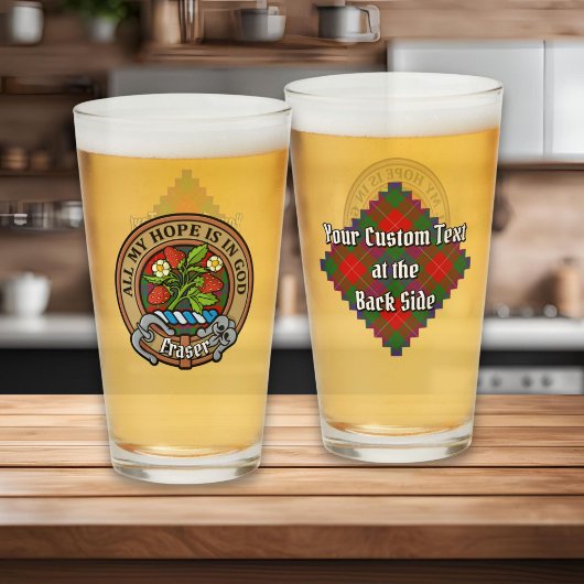 Clan Fraser Crest over Tartan Glas