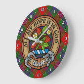 Clan Fraser Crest over Tartan Grote Klok (Hoek)
