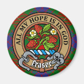 Clan Fraser Crest over Tartan Magneet (Voorkant)