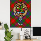Clan Fraser Crest over Tartan Poster (Thuiskantoor)