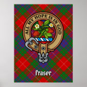 Clan Fraser Crest over Tartan Poster (Voorkant)