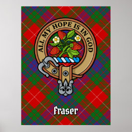 Clan Fraser Crest over Tartan Poster