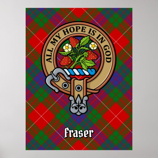 Clan Fraser Crest over Tartan Poster (Voorkant)