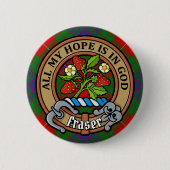 Clan Fraser Crest over Tartan Ronde Button 5,7 Cm (Voorkant)