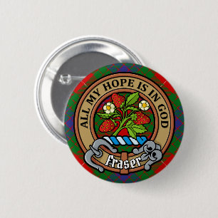 Clan Fraser Crest over Tartan Ronde Button 5,7 Cm
