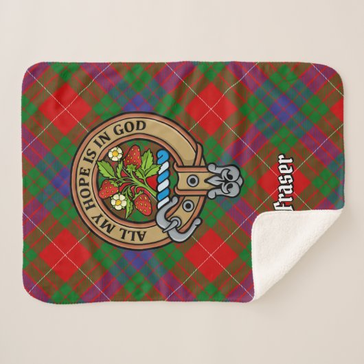 Clan Fraser Crest over Tartan Sherpa Deken (Voorkant (horizontaal))