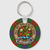 Clan Fraser Crest over Tartan Sleutelhanger (Voorkant)