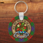 Clan Fraser Crest over Tartan Sleutelhanger (Voorkant)