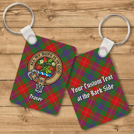 Clan Fraser Crest over Tartan Sleutelhanger