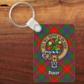 Clan Fraser Crest over Tartan Sleutelhanger (Voorkant)