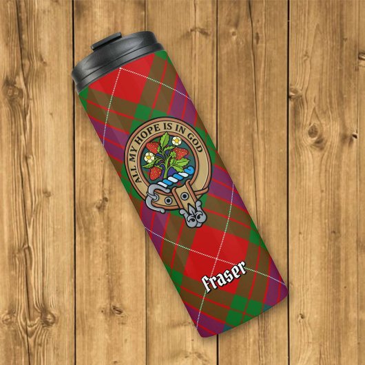 Clan Fraser Crest over Tartan Thermosbeker