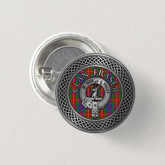 Clan Fraser Crest & Tartan Knot Button (Voorkant /achterkant)