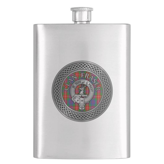 Clan Fraser Crest & Tartan Knot Flask Flacon (Voorkant)