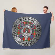 Clan Fraser Crest & Tartan Knot Fleece Blanket