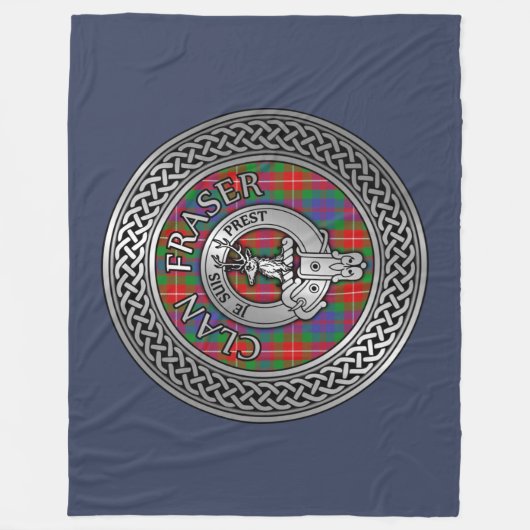Clan Fraser Crest & Tartan Knot Fleece Blanket Deken (Voorkant)