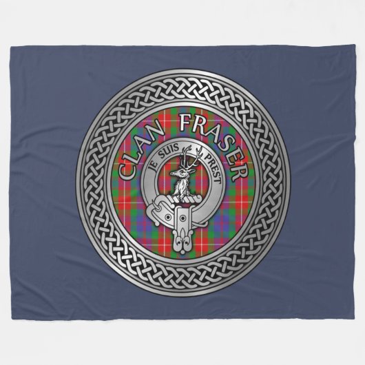 Clan Fraser Crest & Tartan Knot Fleece Blanket Deken (Voorkant (Horizontaal))