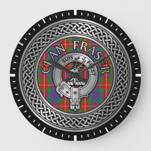 Clan Fraser Crest & Tartan Knot Large Clock Grote Klok