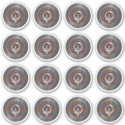 Clan Fraser Crest & Tartan Knot Sticker (Voorkant)