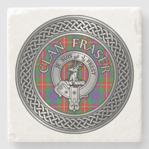 Clan Fraser Crest & Tartan Knot Stone Onderzetter