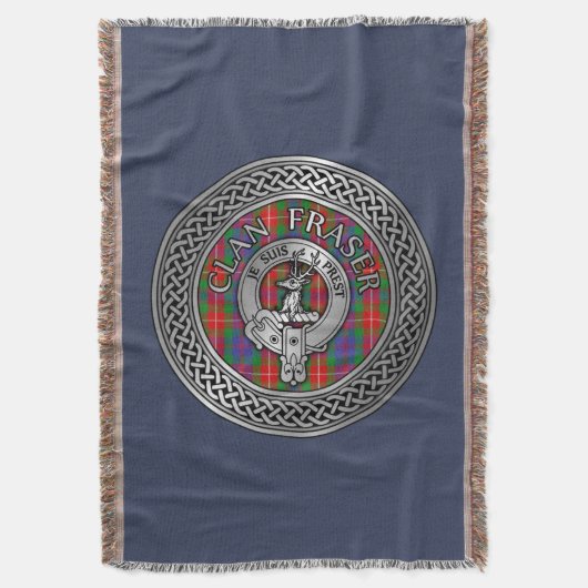 Clan Fraser Crest & Tartan Knot Throw Blanket Deken (Voorkant Verticaal)